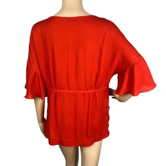Stella McCartney 2007 Red Silk Bell Sleeve Empire Blouse Top SZ 38/4 - Picture 7 of 11